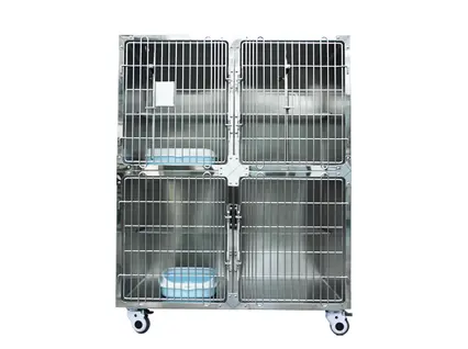 Cage de chat de récupération vétérinaire PJML-02 4 portes en acier inoxydable